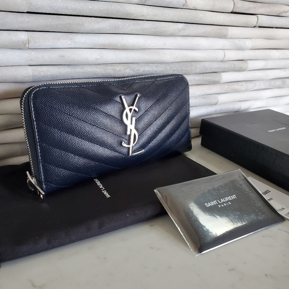 Yves Saint Laurent Handbags - YSL Matelasse Navy Wallet